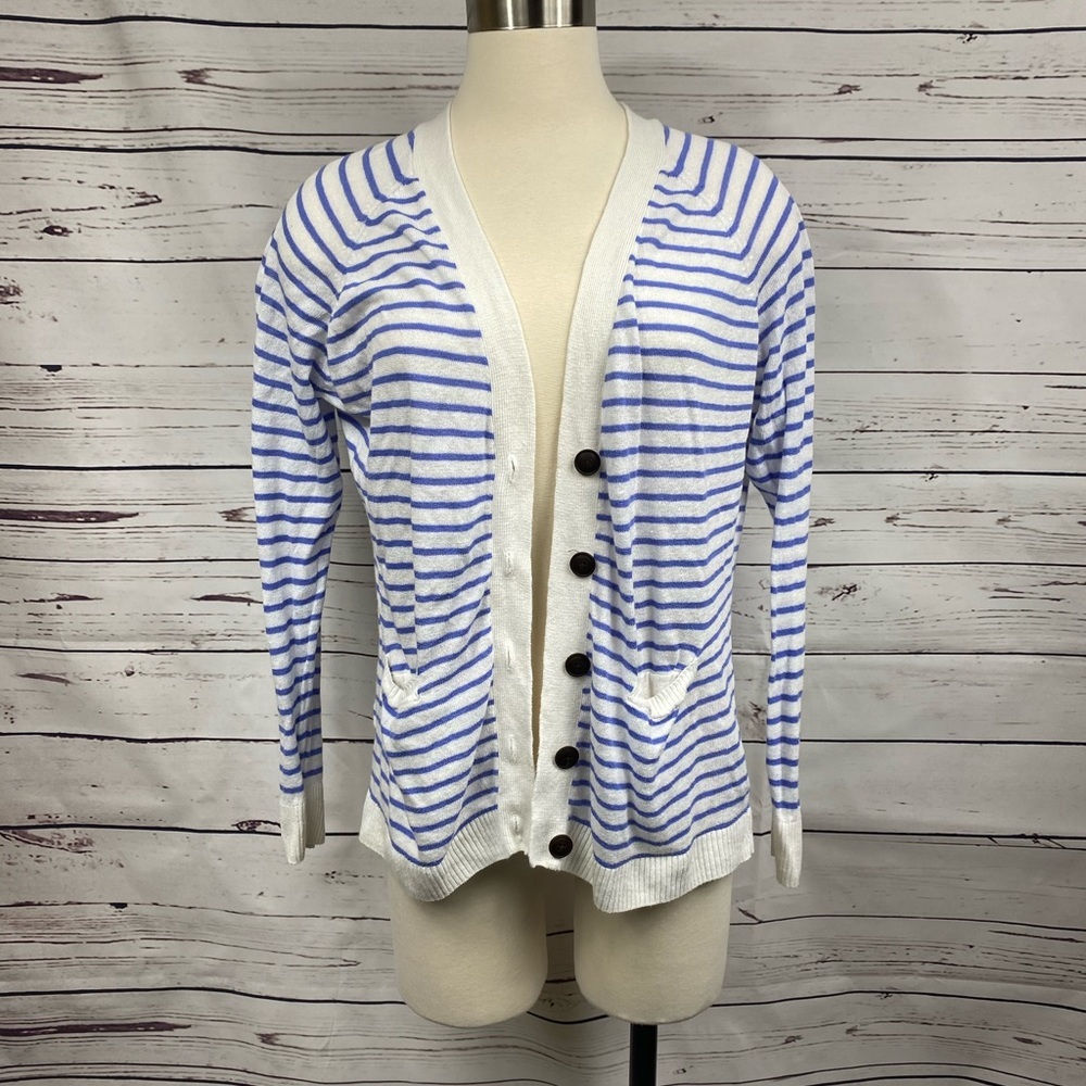 Forever21 White Stripe Cardigan